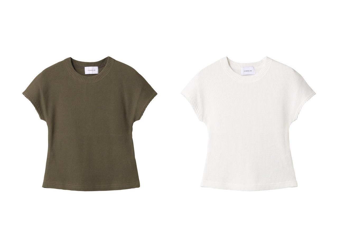 【STUNNING LURE/スタニングルアー】着心地とデザインを両立したワッフル素材のコンパクトTシャツ おすすめ人気トレンドファッション通販アイテム インテリア・キッズ・メンズ・レディースファッション・服の通販 founy(ファニー) 　ファッション　Fashion　レディースファッション　WOMEN　トップス・カットソー　Tops/Tshirt　シャツ/ブラウス　Shirts/Blouses　ロング / Tシャツ　T-Shirts　カットソー　Cut and Sewn　インナー　Inner　コンパクト　Compact　ショート　Short　ストレッチ　Stretch　スリーブ　Sleeve　ワッフル　Waffle　NEW・新作・新着・新入荷　New Arrivals　ホワイト系　White　グリーン系　Green　ブラック系　Black　|ID:crp329100000219165
