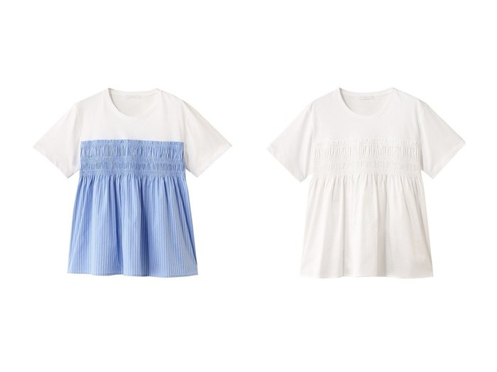 【allureville/アルアバイル】ウエストシャーリングで魅せる、華やかフレアTシャツ おすすめ人気トレンドファッション通販アイテム 人気、トレンドファッション・服の通販 founy(ファニー) 　ファッション　Fashion　レディースファッション　WOMEN　トップス・カットソー　Tops/Tshirt　シャツ/ブラウス　Shirts/Blouses　ロング / Tシャツ　T-Shirts　カットソー　Cut and Sewn　ビスチェ　Bustier　シャーリング　Shirring　ショート　Short　スリーブ　Sleeve　トレンド　Trend　フレア　Flare　NEW・新作・新着・新入荷　New Arrivals　|ID:crp329100000219189