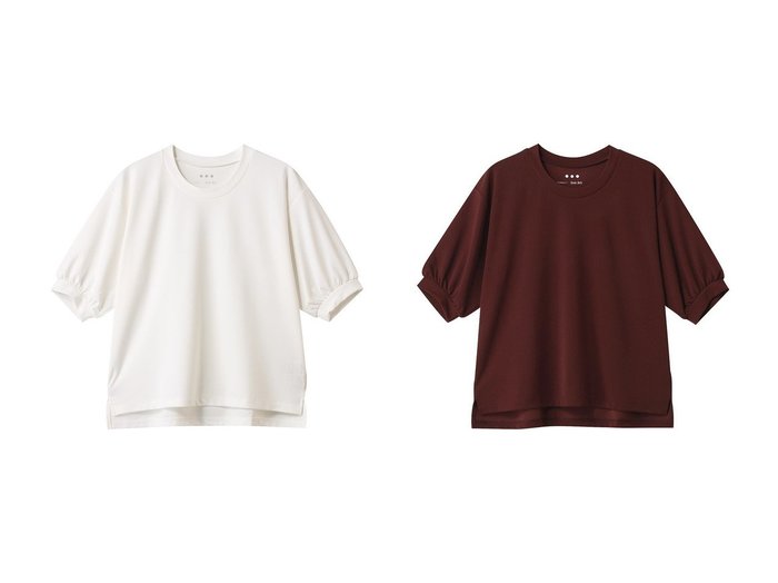 【three dots/スリー ドッツ】ふんわりパフスリーブで魅せる、大人のラフフェミニンTシャツ おすすめ人気トレンドファッション通販アイテム 人気、トレンドファッション・服の通販 founy(ファニー) 　ファッション　Fashion　レディースファッション　WOMEN　トップス・カットソー　Tops/Tshirt　シャツ/ブラウス　Shirts/Blouses　ロング / Tシャツ　T-Shirts　カットソー　Cut and Sewn　おすすめ　Recommend　ショート　Short　シンプル　Simple　スリーブ　Sleeve　セットアップ　Set Up　NEW・新作・新着・新入荷　New Arrivals　|ID:crp329100000219190