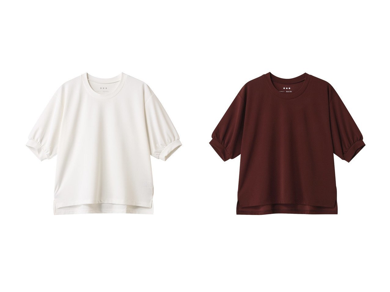 【three dots/スリー ドッツ】ふんわりパフスリーブで魅せる、大人のラフフェミニンTシャツ おすすめ人気トレンドファッション通販アイテム インテリア・キッズ・メンズ・レディースファッション・服の通販 founy(ファニー) 　ファッション　Fashion　レディースファッション　WOMEN　トップス・カットソー　Tops/Tshirt　シャツ/ブラウス　Shirts/Blouses　ロング / Tシャツ　T-Shirts　カットソー　Cut and Sewn　おすすめ　Recommend　ショート　Short　シンプル　Simple　スリーブ　Sleeve　セットアップ　Set Up　NEW・新作・新着・新入荷　New Arrivals　ホワイト系　White　ブラック系　Black　ブルー系　Blue　|ID:crp329100000219190