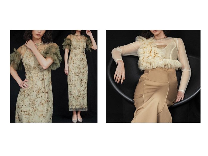 【GIRL/ガール】スパンコール刺繍が輝く華やかチュールドレス＆パール×フリルチュールの華やかレイヤードドレスセット おすすめ人気トレンドファッション通販アイテム 人気、トレンドファッション・服の通販 founy(ファニー) 　ファッション　Fashion　レディースファッション　WOMEN　ワンピース　Dress　ドレス　Party Dresses　カッティング　Cutting　キャミソール　Camisole　クラシカル　Classical　スタンド　Stand　スパンコール　Sequins　チュール　Tulle　デコルテ　Decolletage　トレンド　Trend　ドレス　Dress　ペンシル　Pencil　NEW・新作・新着・新入荷　New Arrivals　プチプライス・低価格　Affordable　結婚式　Wedding Ceremony　二次会　Wedding Party　|ID:crp329100000219218