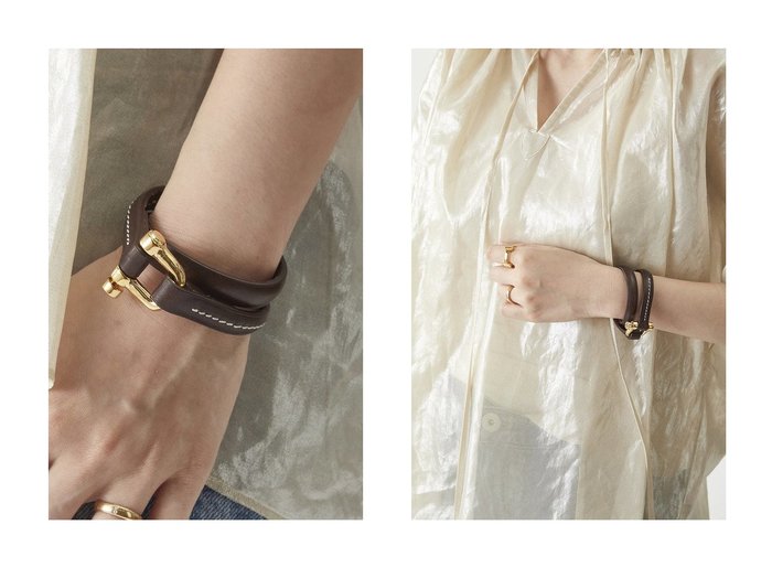 【1er Arrondissement/プルミエ アロンディスモン】レザーとゴールドの調和が光る 洗練の2連ブレスレット おすすめ人気トレンドファッション通販アイテム 人気、トレンドファッション・服の通販 founy(ファニー) 　ファッション　Fashion　レディースファッション　WOMEN　ジュエリー　Jewelry　ブレスレット　Bracelets　バングル　Bangles　ジュエリー　Jewelry　スリーブ　Sleeve　バランス　Balance　ブレスレット　Bracelet　NEW・新作・新着・新入荷　New Arrivals　|ID:crp329100000219242