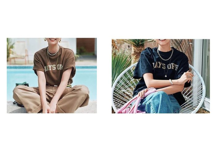 【Americana/アメリカーナ】累計4,273枚超えの大ヒットTシャツ「DAYS OFF T」に旬のブラウンが登場！ おすすめ人気トレンドファッション通販アイテム 人気、トレンドファッション・服の通販 founy(ファニー) ファッション Fashion レディースファッション Ladies' Fashion Online トップス・カットソー Tops/Tshirt シャツ/ブラウス Shirts/Blouses ロング / Tシャツ T-Shirts コラボ Collaboration スリット Slit デニム Denim ボトム Bottom ワイド Wide 洗える Washable |ID:crp329100000219271