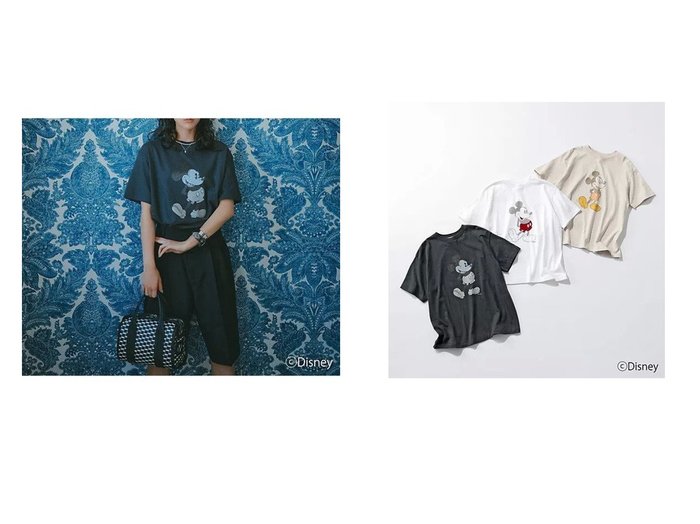 【Americana/アメリカーナ】アメリカ古着のようなラフな風合いで楽しむ ミッキーマウスTシャツ おすすめ人気トレンドファッション通販アイテム 人気、トレンドファッション・服の通販 founy(ファニー) 　ファッション　Fashion　レディースファッション　Ladies' Fashion Online　トップス・カットソー　Tops/Tshirt　シャツ/ブラウス　Shirts/Blouses　ロング / Tシャツ　T-Shirts　コンパクト　Compact　デニム　Denim　バランス　Balance　プリント　Print　ミックス　Mix　夏　Summer　定番　Standard　洗える　Washable　|ID:crp329100000219295