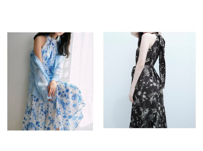 【FRAY I.D/フレイ アイディー】ホルターネックで魅せる、大人の花柄ワンピースでリゾート気分を満喫 おすすめ人気トレンドファッション通販アイテム 人気、トレンドファッション・服の通販 founy(ファニー) ファッション Fashion レディースファッション Ladies' Fashion Online ワンピース Dress ギャザー Gather トレンド Trend プリント Print ボタニカル Botanical モノトーン Monotone リゾート Resort リボン Ribbon 夏 Summer |ID:crp329100000219305