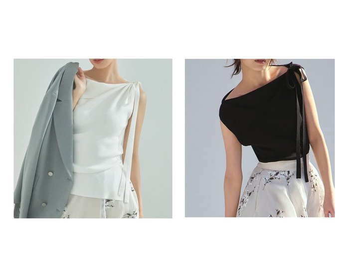 【FRAY I.D/フレイ アイディー】アシンメトリーな美しさが際立つ ドレープとリボンが魅力のワンショルダーニット おすすめ人気トレンドファッション通販アイテム 人気、トレンドファッション・服の通販 founy(ファニー) ファッション Fashion レディースファッション Ladies' Fashion Online トップス・カットソー Tops/Tshirt ニット Knit Tops アシンメトリー Asymmetry エレガント 上品 Elegant ショルダー Shoulder シンプル Simple スタイリッシュ Stylish デコルテ Decolletage ドレープ Drape バランス Balance リボン Ribbon |ID:crp329100000219307