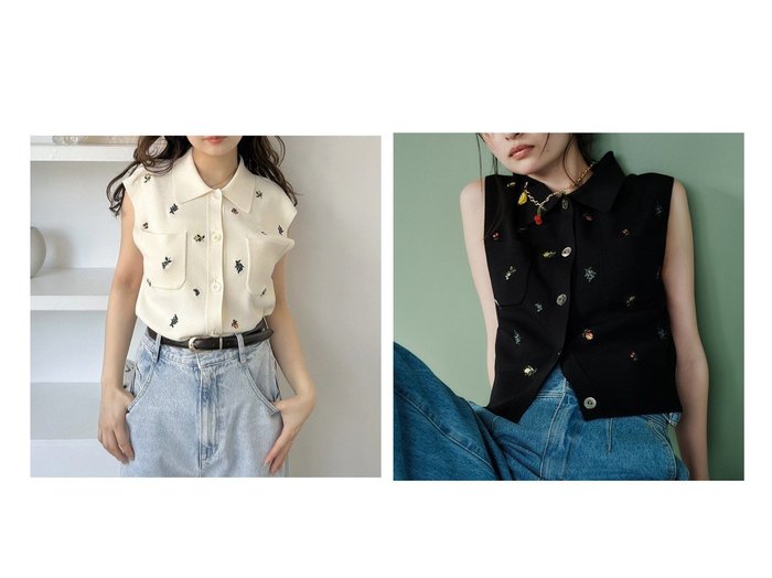 【FRAY I.D/フレイ アイディー】刺繍で魅せる華やかジレ フルーツ×フラワーで夏らしさ満点の一枚 おすすめ人気トレンドファッション通販アイテム 人気、トレンドファッション・服の通販 founy(ファニー) ファッション Fashion レディースファッション WOMEN アウター Coat Outerwear トップス・カットソー Tops/Tshirt ニット Knit Tops ベスト/ジレ Gilets/Vests コレクション Collection トレンド Trend 人気 Popularity バランス Balance ポケット Pocket 夏 Summer |ID:crp329100000219308