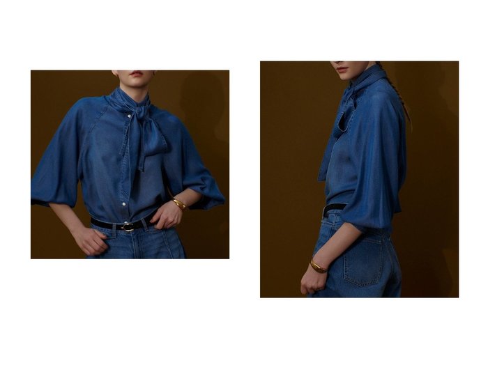 【allureville/アルアバイル】ウエスタンテイストを効かせたヴィンテージ風デニムブラウス おすすめ人気トレンドファッション通販アイテム インテリア・キッズ・メンズ・レディースファッション・服の通販 founy(ファニー) https://founy.com/ ファッション Fashion レディースファッション Ladies' Fashion Online トップス・カットソー Tops/Tshirt シャツ/ブラウス Shirts/Blouses ウエスタン Western スリーブ Sleeve セットアップ Set Up デニム Denim ドット Dot ロング Long ヴィンテージ Vintage NEW・新作・新着・新入荷 New Arrivals |ID:crp329100000219347