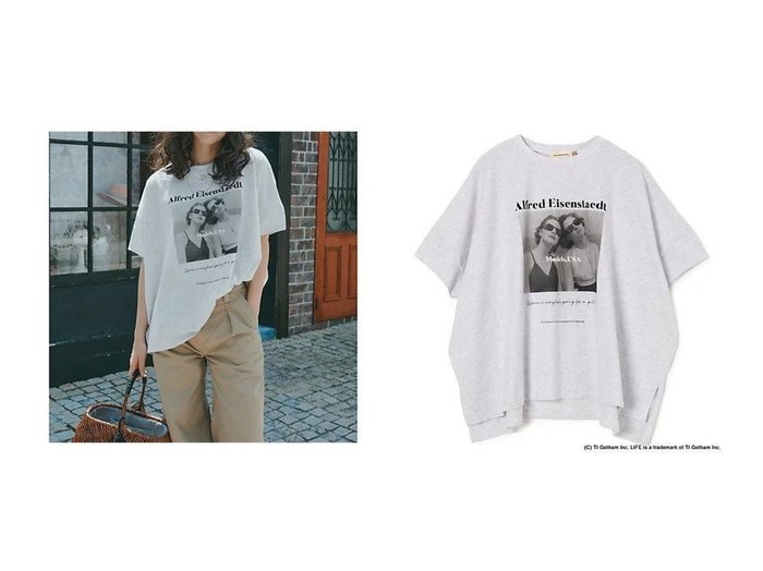 【suadeo/スアデオ】大人の抜け感を叶えるLIFEフォトプリントTシャツでこなれたカジュアルを演出 おすすめ人気トレンドファッション通販アイテム 人気、トレンドファッション・服の通販 founy(ファニー) ファッション Fashion レディースファッション Ladies' Fashion Online トップス・カットソー Tops/Tshirt シャツ/ブラウス Shirts/Blouses ロング / Tシャツ T-Shirts 洗える Washable グラフィック Graphic コレクション Collection シンプル Simple スリット Slit 雑誌 Magazine バランス Balance プリント Print 別注 Special Order モノトーン Monotone |ID:crp329100000219401