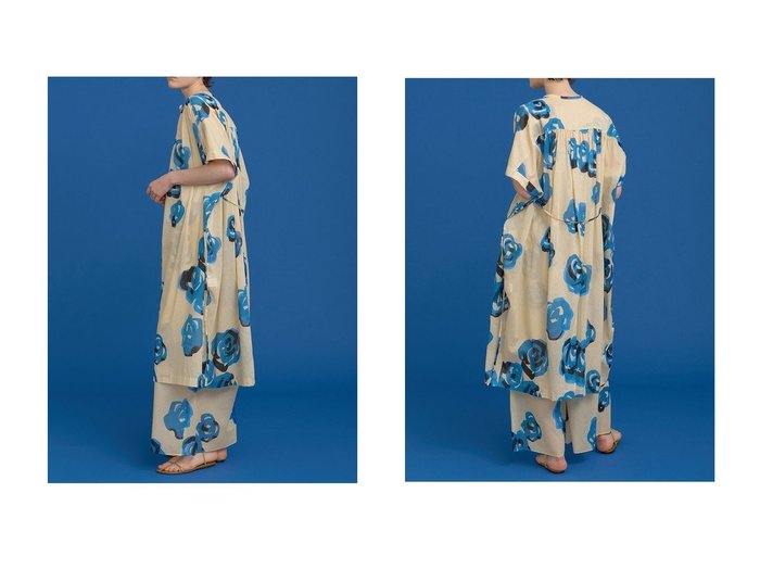 【HOUSE OF LOTUS/ハウス オブ ロータス】水彩ブルーが涼を呼ぶ イタリア素材のバンドカラーワンピース おすすめ人気トレンドファッション通販アイテム 人気、トレンドファッション・服の通販 founy(ファニー) 　ファッション　Fashion　レディースファッション　Ladies' Fashion Online　ワンピース　Dress　シャツワンピース　Shirt Dresses　チュニック　Tunic　2025年　2025　おすすめ　Recommend　グラデーション　Gradation　ジョーゼット　Georgette　スリット　Slit　チュニック　Tunic　ドレープ　Drape　プリント　Print　ロング　Long　ワーク　Work　A/W・秋冬　Aw・Autumn/Winter・Fw・Fall-Winter　|ID:crp329100000219428