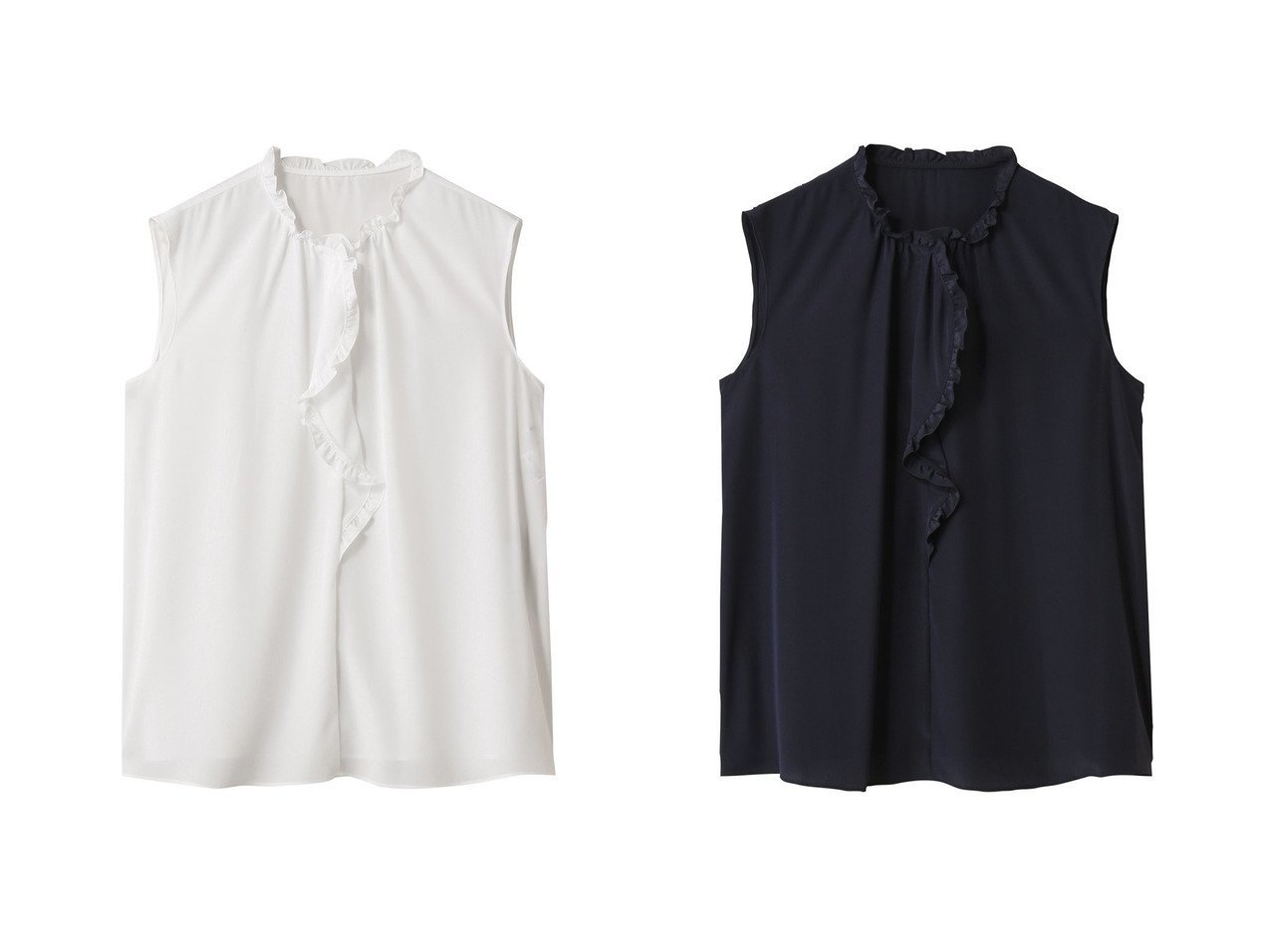 【ANAYI/アナイ】顔まわりを明るく彩る ラッフルネッククレープデシンブラウス おすすめ人気トレンドファッション通販アイテム インテリア・キッズ・メンズ・レディースファッション・服の通販 founy(ファニー) 　ファッション　Fashion　レディースファッション　Ladies' Fashion Online　トップス・カットソー　Tops/Tshirt　シャツ/ブラウス　Shirts/Blouses　おすすめ　Recommend　なめらか　Smooth　インナー　Inner　ショート　Short　ジャケット　Jacket　スリーブ　Sleeve　NEW・新作・新着・新入荷　New Arrivals　ホワイト系　White　ブルー系　Blue　|ID:crp329100000219447