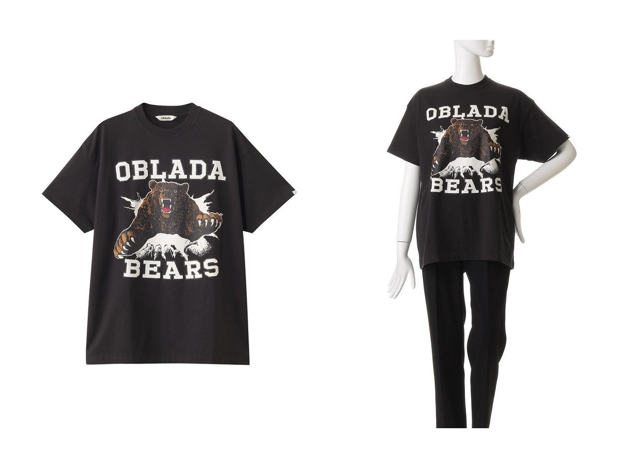 【Oblada/オブラダ】遊び心満点 クマのグラフィックTシャツで視線集中 おすすめ人気トレンドファッション通販アイテム インテリア・キッズ・メンズ・レディースファッション・服の通販 founy(ファニー) 　ファッション　Fashion　レディースファッション　Ladies' Fashion Online　トップス・カットソー　Tops/Tshirt　シャツ/ブラウス　Shirts/Blouses　ロング / Tシャツ　T-Shirts　カットソー　Cut and Sewn　2025年　2025　2025-2026秋冬・A/W　Aw/Autumn/Winter/Fw/Fall/2025-2026　おすすめ　Recommend　グラフィック　Graphic　ショート　Short　スラックス　Slacks　スリーブ　Sleeve　デニム　Denim　フロント　Front　プリント　Print　リラックス　Relax　ワイド　Wide　定番　Standard　無地　Plain Color　A/W・秋冬　Aw・Autumn/Winter・Fw・Fall-Winter　ブラック系　Black　|ID:crp329100000219468