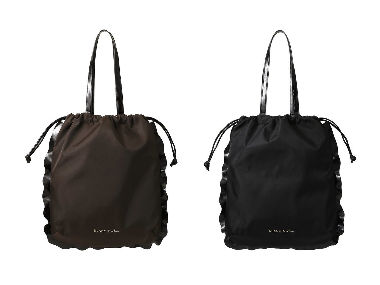 【LANVIN en Bleu/ランバン オン ブルー】カジュアルとドレッシーのいいとこ取り フリルデザイントートバッグ おすすめ人気トレンドファッション通販アイテム インテリア・キッズ・メンズ・レディースファッション・服の通販 founy(ファニー) 　ファッション　Fashion　レディースファッション　Ladies' Fashion Online　バッグ　Bag　フリル　Frills　NEW・新作・新着・新入荷　New Arrivals　ブラウン系　Brown　ブラック系　Black　|ID:crp329100000219486