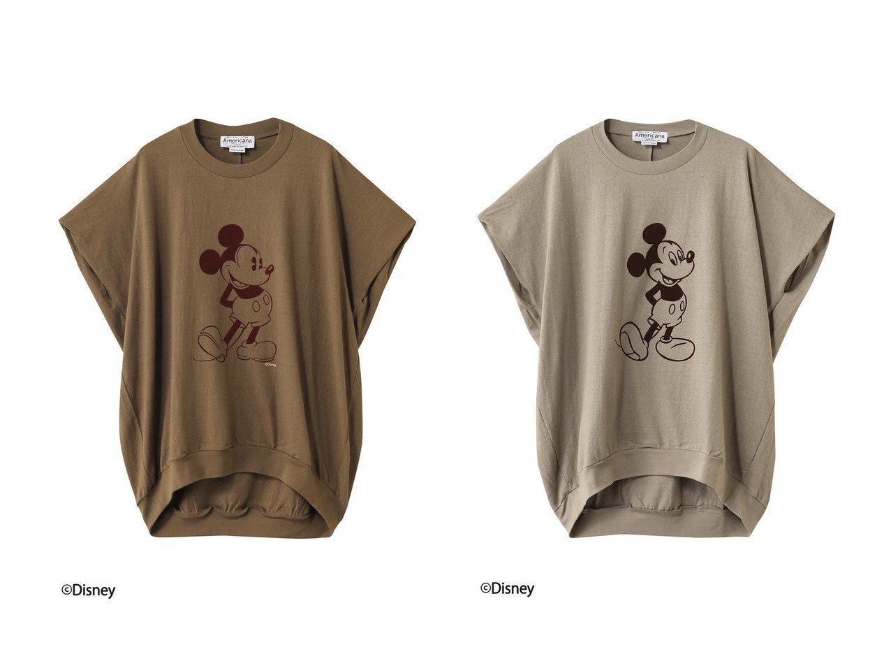 【Americana/アメリカーナ】ミッキーの存在感が映える 大人のためのノースリーブTシャツ おすすめ人気トレンドファッション通販アイテム インテリア・キッズ・メンズ・レディースファッション・服の通販 founy(ファニー) 　ファッション　Fashion　レディースファッション　Ladies' Fashion Online　トップス・カットソー　Tops/Tshirt　キャミソール / ノースリーブ　No Sleeves　シャツ/ブラウス　Shirts/Blouses　ロング / Tシャツ　T-Shirts　カットソー　Cut and Sewn　2025年　2025　2025-2026秋冬・A/W　Aw/Autumn/Winter/Fw/Fall/2025-2026　ショート　Short　スリーブ　Sleeve　ノースリーブ　No Sleeve　フロント　Front　プリント　Print　ワイド　Wide　A/W・秋冬　Aw・Autumn/Winter・Fw・Fall-Winter　ブラウン系　Brown　グレー系　Gray　ベージュ系　Beige　|ID:crp329100000219505