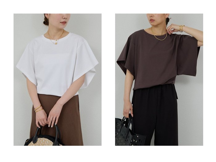 【GALLARDAGALANTE/ガリャルダガランテ】フリル風ワイドスリーブで華やかさをプラスする大人のデザインTシャツ おすすめ人気トレンドファッション通販アイテム 人気、トレンドファッション・服の通販 founy(ファニー) ファッション Fashion レディースファッション Ladies' Fashion Online トップス・カットソー Tops/Tshirt シャツ/ブラウス Shirts/Blouses ロング / Tシャツ T-Shirts カットソー Cut and Sewn ショート Short シンプル Simple スリーブ Sleeve フリル Frills ワイド Wide NEW・新作・新着・新入荷 New Arrivals |ID:crp329100000219529