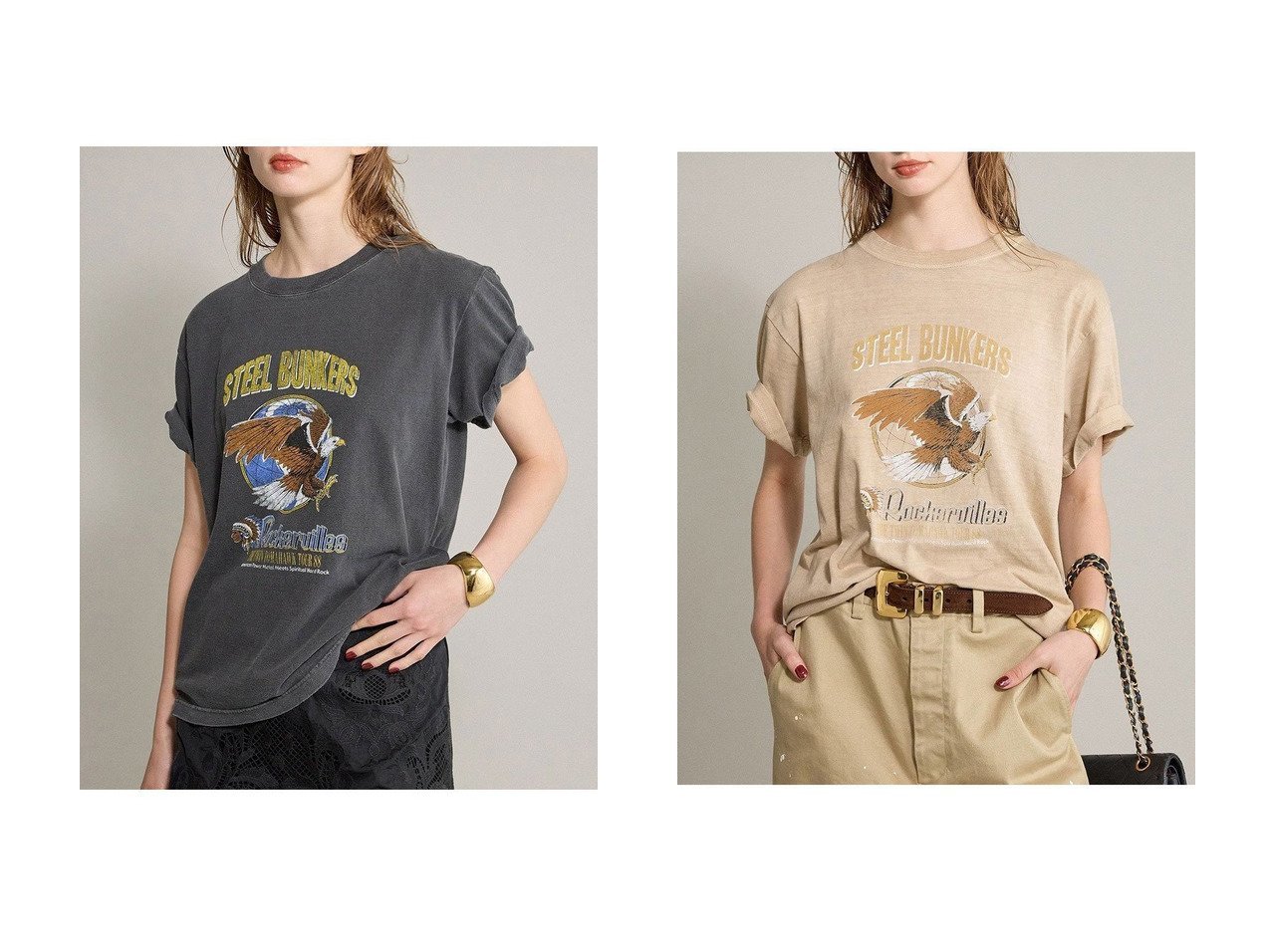 【BRILL/ブリル】イーグルプリントが主役になるツアーTシャツ【GOOD ROCK SPEED】 おすすめ人気トレンドファッション通販アイテム インテリア・キッズ・メンズ・レディースファッション・服の通販 founy(ファニー) 　ファッション　Fashion　レディースファッション　Ladies' Fashion Online　トップス・カットソー　Tops/Tshirt　シャツ/ブラウス　Shirts/Blouses　ロング / Tシャツ　T-Shirts　カットソー　Cut and Sewn　キャラクター　Character　グラフィック　Graphic　ショート　Short　ジャケット　Jacket　スリーブ　Sleeve　プリント　Print　ヴィンテージ　Vintage　NEW・新作・新着・新入荷　New Arrivals　ブラック系　Black　ベージュ系　Beige　|ID:crp329100000219537
