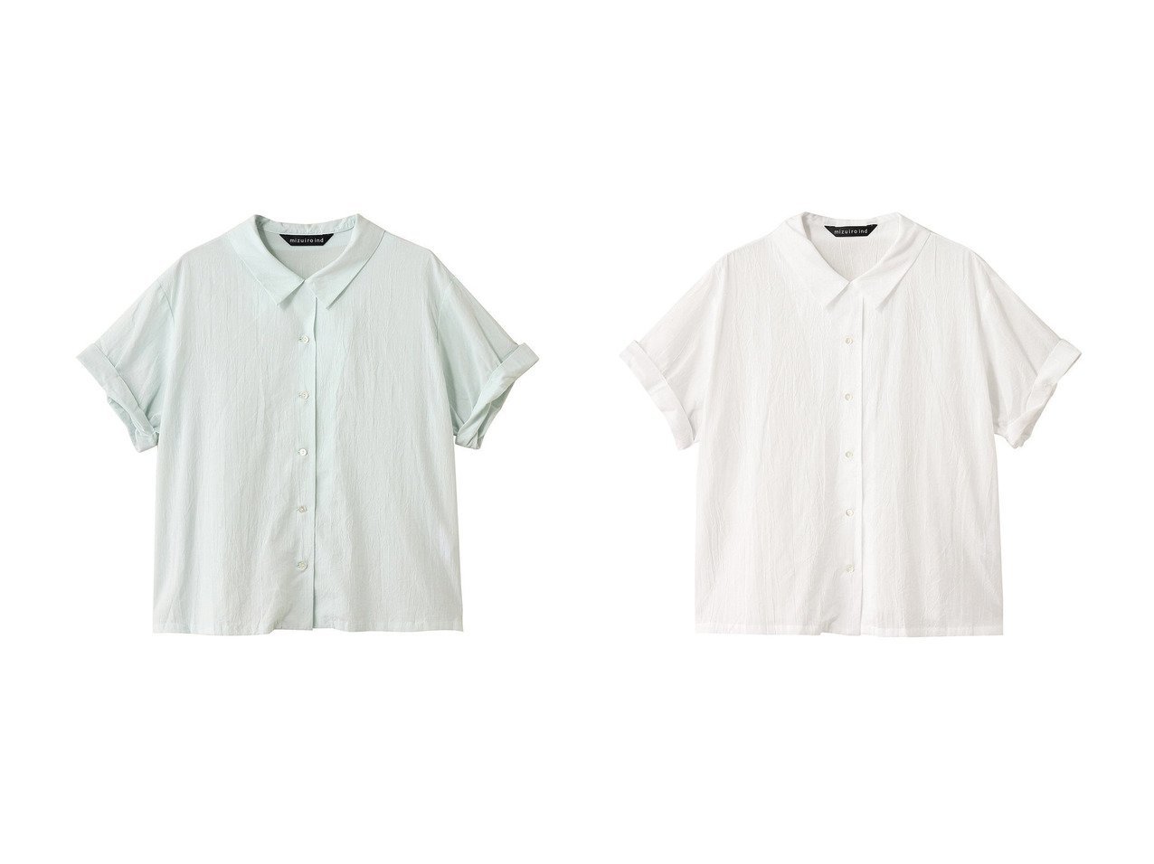 【mizuiro ind/ミズイロ インド】抜け感と清涼感を叶える 大人可愛いロールアップスリーブシャツ おすすめ人気トレンドファッション通販アイテム インテリア・キッズ・メンズ・レディースファッション・服の通販 founy(ファニー) 　ファッション　Fashion　レディースファッション　Ladies' Fashion Online　トップス・カットソー　Tops/Tshirt　シャツ/ブラウス　Shirts/Blouses　おすすめ　Recommend　ショート　Short　スリーブ　Sleeve　バランス　Balance　フェミニン　Feminine　フレア　Flare　ロールアップ　Roll Up　ワイド　Wide　NEW・新作・新着・新入荷　New Arrivals　ホワイト系　White　ブルー系　Blue　|ID:crp329100000219553