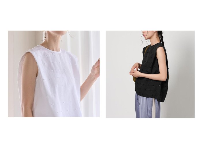 【BEAUTY&YOUTH / UNITED ARROWS/ビューティ&ユース ユナイテッドアローズ】大人の可愛らしさを纏う ドットジャガードノースリーブブラウス おすすめ人気トレンドファッション通販アイテム 人気、トレンドファッション・服の通販 founy(ファニー) ファッション Fashion レディースファッション Ladies' Fashion Online トップス・カットソー Tops/Tshirt キャミソール / ノースリーブ No Sleeves シャツ/ブラウス Shirts/Blouses おすすめ Recommend インナー Inner グログラン Grosgrain シンプル Simple ジャケット Jacket デニム Denim ドット Dot ノースリーブ No Sleeve ボトム Bottom モチーフ Motif 定番 Standard |ID:crp329100000219623