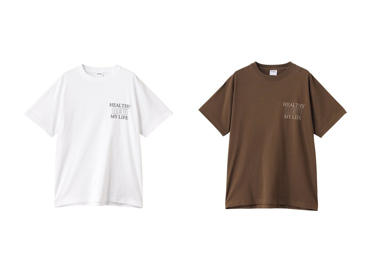 【Healthy Denim/ヘルシーデニム】「Healthy New My Life」ロゴが光る ワイドシルエットTシャツ おすすめ人気トレンドファッション通販アイテム インテリア・キッズ・メンズ・レディースファッション・服の通販 founy(ファニー) 　ファッション　Fashion　レディースファッション　Ladies' Fashion Online　トップス・カットソー　Tops/Tshirt　シャツ/ブラウス　Shirts/Blouses　ロング / Tシャツ　T-Shirts　カットソー　Cut and Sewn　2025年　2025　2025-2026秋冬・A/W　Aw/Autumn/Winter/Fw/Fall/2025-2026　カーゴパンツ　Cargo Pants　ショート　Short　スリーブ　Sleeve　デニム　Denim　ワイド　Wide　A/W・秋冬　Aw・Autumn/Winter・Fw・Fall-Winter　ホワイト系　White　ブラウン系　Brown　ブルー系　Blue　|ID:crp329100000219639