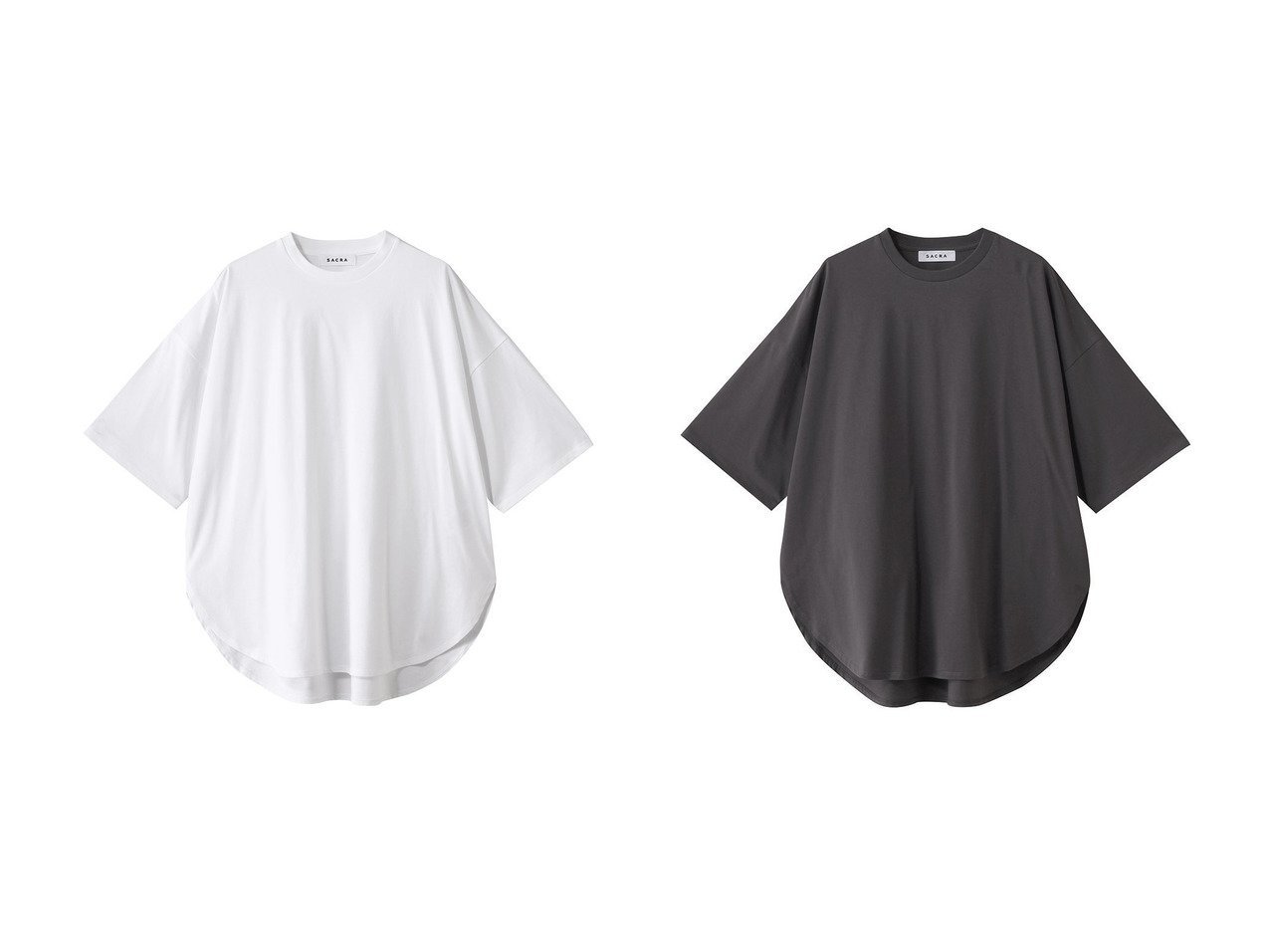 【SACRA/サクラ】上質な日常をつくる スーパーファインコットンハーフスリーブTシャツ おすすめ人気トレンドファッション通販アイテム インテリア・キッズ・メンズ・レディースファッション・服の通販 founy(ファニー) 　ファッション　Fashion　レディースファッション　Ladies' Fashion Online　トップス・カットソー　Tops/Tshirt　シャツ/ブラウス　Shirts/Blouses　ロング / Tシャツ　T-Shirts　カットソー　Cut and Sewn　ショート　Short　シンプル　Simple　スリーブ　Sleeve　ハーフ　Half　ラウンド　Round　再入荷　Restock/Back In Stock/Re Arrival　ホワイト系　White　ブラック系　Black　|ID:crp329100000219643