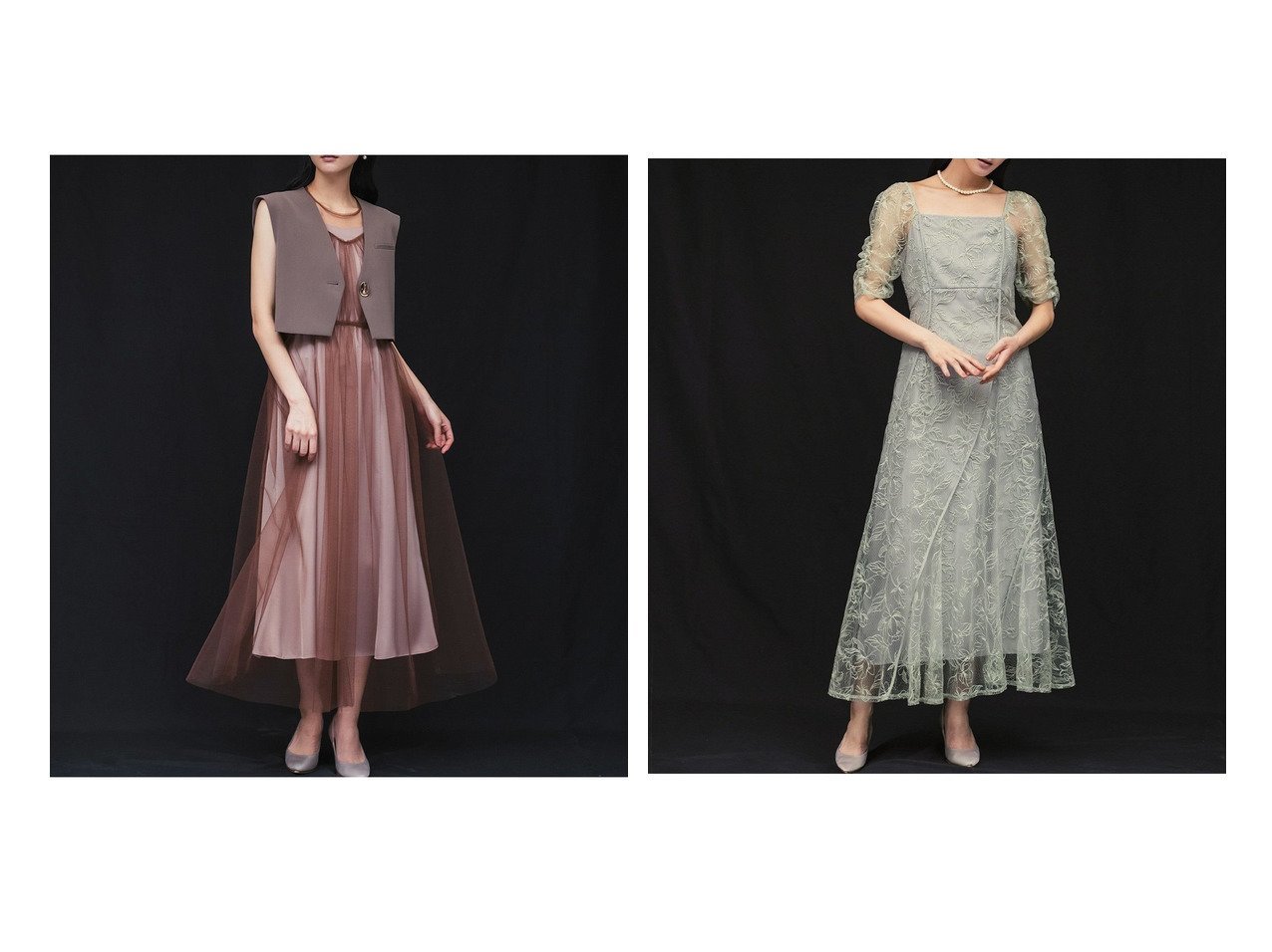 【GIRL/ガール】華やかに差をつける、大柄刺繍のスクエアネックフレアワンピース＆洗練された大人の品格をまとう チュールワンピ＆ジレの3点セット おすすめ人気トレンドファッション通販アイテム インテリア・キッズ・メンズ・レディースファッション・服の通販 founy(ファニー) 　ファッション　Fashion　レディースファッション　Ladies' Fashion Online　ワンピース　Dress　ドレス　Party Dresses　アウター　Coat Outerwear　キャミワンピース　No Sleeve Dresses　NEW・新作・新着・新入荷　New Arrivals　インナー　Inner　エレガント 上品　Elegant　スクエア　Square　デコルテ　Decolletage　フラワー　Flower　フレア　Flare　プチプライス・低価格　Affordable　結婚式　Wedding Ceremony　キャミソール　Camisole　サテン　Satin　ショート　Short　チュール　Tulle　ツイル　Twill　トレンド　Trend　ドレス　Dress　バランス　Balance　|ID:crp329100000219649