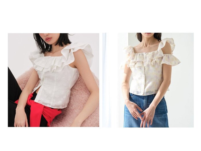 【SNIDEL/スナイデル】華やかさを自在に操る、3WAY仕様のフラワージャガードブラウス おすすめ人気トレンドファッション通販アイテム 人気、トレンドファッション・服の通販 founy(ファニー) ファッション Fashion レディースファッション Ladies' Fashion Online トップス・カットソー Tops/Tshirt シャツ/ブラウス Shirts/Blouses オフショルダー Off Shoulder 春 Spring ショルダー Shoulder スクエア Square デコルテ Decolletage パープル Purple フラワー Flower フリル Frills ミックス Mix モチーフ Motif リボン Ribbon リュクス Luxe |ID:crp329100000219722