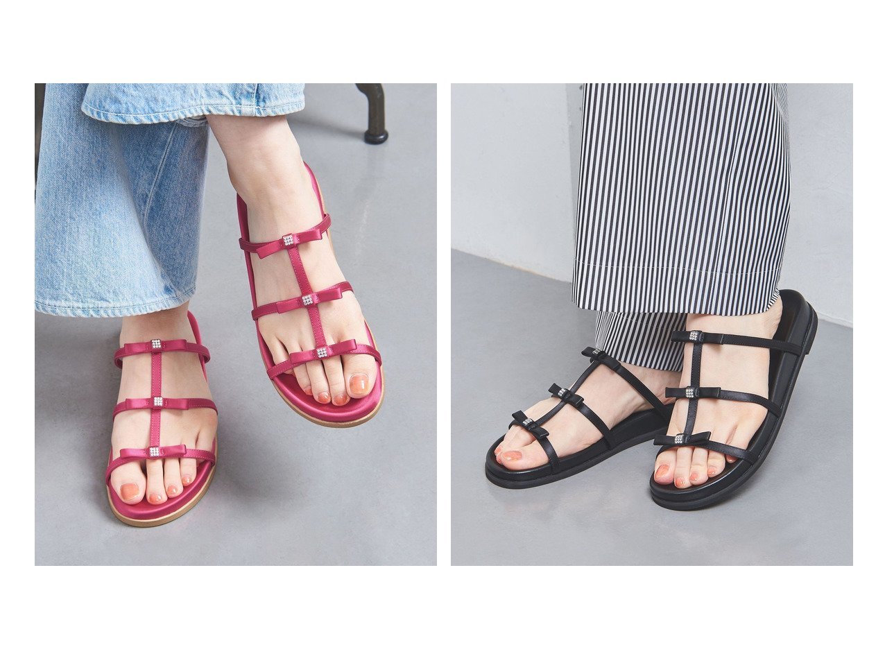 【UNITED ARROWS/ユナイテッドアローズ】リボンと煌めきが彩る、上品フラットサンダル おすすめ人気トレンドファッション通販アイテム インテリア・キッズ・メンズ・レディースファッション・服の通販 founy(ファニー) 　ファッション　Fashion　レディースファッション　Ladies' Fashion Online　エレガント 上品　Elegant　サンダル　Sandals　ストーン　Stone　フラット　Flat　ミュール　Mule　リボン　Ribbon　リラックス　Relax　夏　Summer　春　Spring　S/S・春夏　Ss・Spring/Summer　レッド系　Red　ブラック系　Black　ベージュ系　Beige　|ID:crp329100000219730