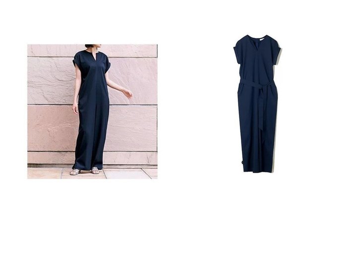 【E by eclat/イーバイエクラ】すっきり見えと上品さを両立した、大人仕様のキーネックブラウス おすすめ人気トレンドファッション通販アイテム 人気、トレンドファッション・服の通販 founy(ファニー) ファッション Fashion レディースファッション Ladies' Fashion Online ワンピース Dress オールインワン ワンピース All In One Dress ツイル Twill フィット Fit ロールアップ Roll Up 洗える Washable |ID:crp329100000219734