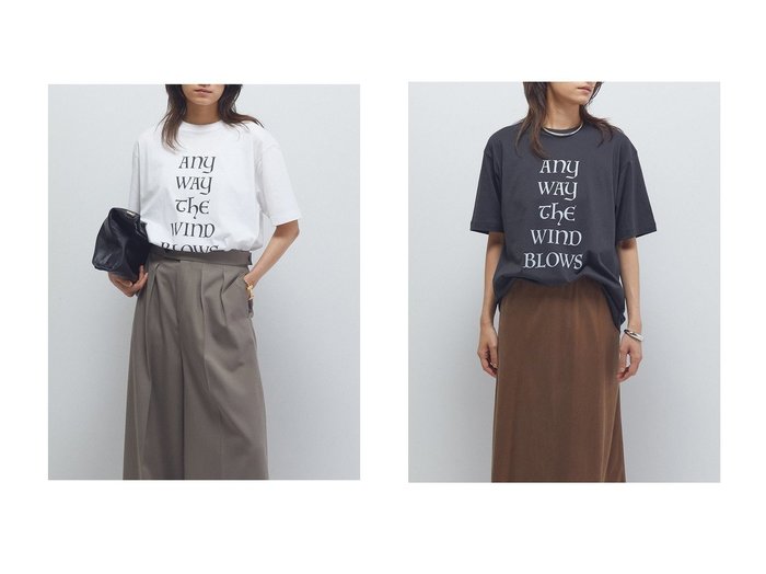 【1er Arrondissement/プルミエ アロンディスモン】前向きな風を感じる メッセージプリントTシャツ「Anyway the Wind Blows」 おすすめ人気トレンドファッション通販アイテム 人気、トレンドファッション・服の通販 founy(ファニー) ファッション Fashion レディースファッション Fashion for Women トップス・カットソー Cut & Sew Tops シャツ・ブラウス・オフィスカジュアル Elegant Blouses & Button-Ups ロングTシャツ・Tシャツ Longline T-Shirts & Tees カットソー・ベーシックTシャツ Cut-and-Sewn Tops / Stretch Tees & Basics ショート Short, Short Length スリーブ Sleeve, Long Sleeve / Short Sleeve プリント Print, Printed Pattern 新作・新入荷 New Arrivals / New In |ID:crp329100000219883