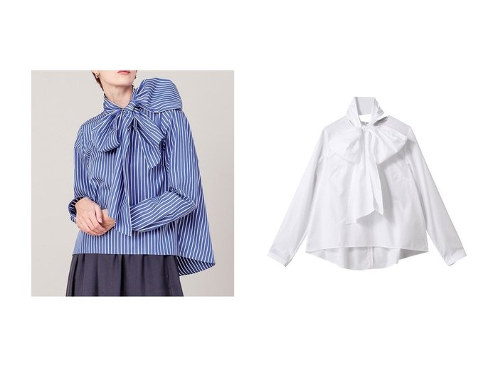 【DOMELLE/ドメル】アレンジ自在なビッグボウタイで華やかさを纏う上品ブラウス おすすめ人気トレンドファッション通販アイテム 人気、トレンドファッション・服の通販 founy(ファニー) ファッション Fashion レディースファッション Fashion for Women トップス・カットソー Cut & Sew Tops シャツ・ブラウス・オフィスカジュアル Elegant Blouses & Button-Ups 2025年 2025 2025-2026秋冬・A/W Autumn/Winter 2025–26 AW25–26 スリーブ Sleeve, Long Sleeve / Short Sleeve センター Center, Center Line デニム Denim, Jeans Material ビッグ Big, Oversized ロング Long, Long-Length エレガント 上品 Elegant A/W・秋冬 Autumn/Winter |ID:crp329100000219919