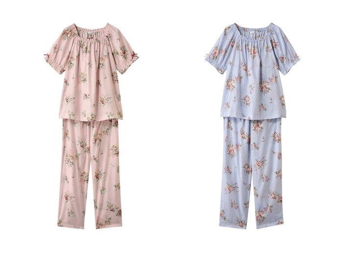 【IKUKO/イクコ】可愛さと快適さを両立する花柄シャーリングパジャマで至福のひとときを おすすめ人気トレンドファッション通販アイテム 人気、トレンドファッション・服の通販 founy(ファニー) ファッション Fashion レディースファッション Fashion for Women シャーリング Shirring, Ruched スリーブ Sleeve, Long Sleeve / Short Sleeve パジャマ Pajamas, Sleepwear プリント Print, Printed Pattern リボン Ribbon, Bow リラックス Relax, Relaxed Fit 新作・新入荷 New Arrivals / New In |ID:crp329100000219975