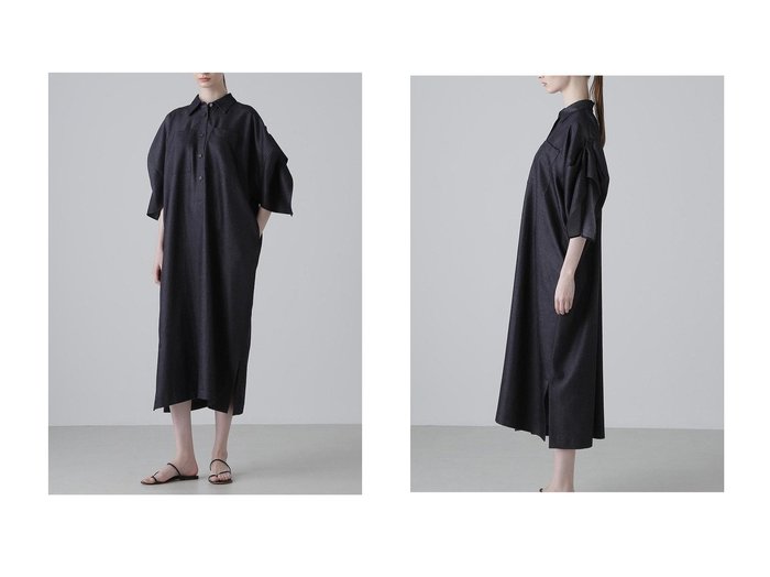 【ADORE/アドーア】【KIMONO-Tコラボ】ネイビーが映える 洗練シャツディテールドレス おすすめ人気トレンドファッション通販アイテム 人気、トレンドファッション・服の通販 founy(ファニー) ファッション Fashion レディースファッション Fashion for Women ワンピース Dresses チュニック Tunic Tops & Dresses 2024年 2024 2024-2025秋冬・A/W Autumn/Winter 2024–25 AW24–25 コラボ Collaboration, Collab スリーブ Sleeve, Long Sleeve / Short Sleeve チュニック Tunic, Long Top ツイル Twist, Twisted Detail ドレス Dress, One-Piece ドレープ Drape, Draping Fabric |ID:crp329100000219980