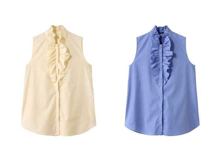 【allureville/アルアバイル】華やかフリルで顔まわりを明るく魅せる 上品ノースリーブブラウス おすすめ人気トレンドファッション通販アイテム 人気、トレンドファッション・服の通販 founy(ファニー) ファッション Fashion レディースファッション Fashion for Women トップス・カットソー Cut & Sew Tops キャミソール&ノースリーブ Camisoles & Sleeveless Tops シャツ・ブラウス・オフィスカジュアル Elegant Blouses & Button-Ups 2025年 2025 2025-2026秋冬・A/W Autumn/Winter 2025–26 AW25–26 デニム Denim, Jeans Material ノースリーブ Sleeveless, No-Sleeve フリル Frill, Ruffle フレア Flare, Flared エレガント 上品 Elegant A/W・秋冬 Autumn/Winter |ID:crp329100000219983