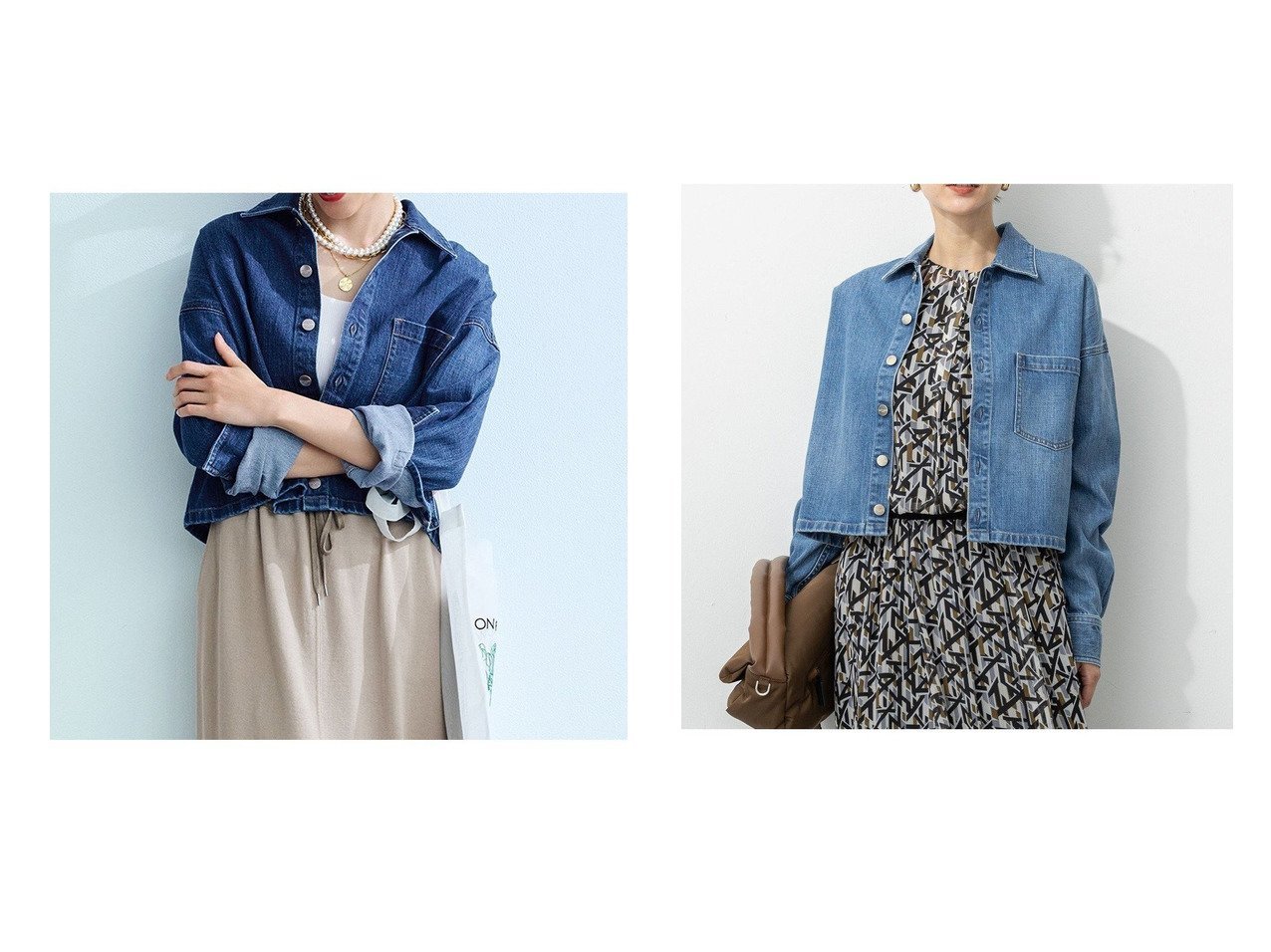 【NIJYUSANKU/23区】【RED CARD TOKYO×23区】旬のムードを纏う 短丈デニムシャツジャケット〈2025 Autumn新作〉 おすすめ人気トレンドファッション通販アイテム インテリア・キッズ・メンズ・レディースファッション・服の通販 founy(ファニー) 　ファッション　Fashion　レディースファッション　Fashion for Women　アウター　Coat / Outerwear Collection　レディースジャケット・軽アウター　Jackets　デニムジャケット / カジュアルアウター　Denim Jackets　インディゴ　Indigo Denim　ウォッシュ　Washed Finish　ヴィンテージ　Vintage Style　クラシック　Classic, Timeless Style　クロップド　Cropped, Short Length　今季　This Season, Current Season　サロペット　Overalls, Salopette　シンプル　Simple, Minimal　ジャケット　Jacket, Outerwear　ストレッチ　Stretch, Stretchy Fabric　ストレート　Straight, Straight Cut　スリム　Slim, Slim Fit　デニム　Denim, Jeans Material　トレンド　Trend, Trending Now　パターン　Pattern, Design Print　プレミアム　Premium, High-End　ベーシック　Basic, Essential　モダン　Modern, Contemporary　リアル　Real, Realistic　A/W・秋冬　Autumn/Winter　新作・新入荷　New Arrivals / New In　2025年　2025　2025-2026秋冬・A/W　Autumn/Winter 2025–26 AW25–26　ブルー系　Blue　|ID:crp329100000219999