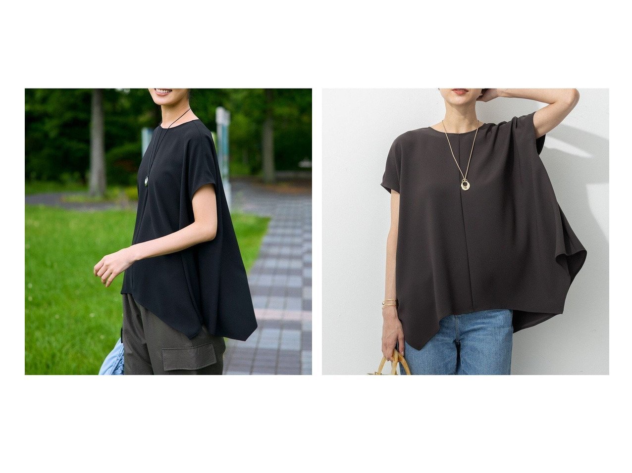【NIJYUSANKU/23区】【2025 Spring & Summer】優雅なシルエットと快適さを両立 夏映えフレアプルオーバー〈ストレッチジョーゼットシリーズ〉 おすすめ人気トレンドファッション通販アイテム インテリア・キッズ・メンズ・レディースファッション・服の通販 founy(ファニー) 　ファッション　Fashion　レディースファッション　Fashion for Women　トップス・カットソー　Cut & Sew Tops　シャツ・ブラウス・オフィスカジュアル　Elegant Blouses & Button-Ups　ロングTシャツ・Tシャツ　Longline T-Shirts & Tees　カジュアルプルオーバー・ニットトップス　Pullovers & Knit Tops / Casual Pullovers　カットソー・ベーシックTシャツ　Cut-and-Sewn Tops / Stretch Tees & Basics　アシンメトリー　Asymmetrical Style　イレギュラーヘム　Irregular Hem　春　Spring　カットソー　Cut and Sewn Top　吸水　Absorbent, Quick-Dry　シンプル　Simple, Minimal　ジョーゼット　Georgette, Semi-Sheer Fabric　ストレッチ　Stretch, Stretchy Fabric　セットアップ　Set-Up, Coordinated Outfit　フレア　Flare, Flared　ミドル　Middle Length, Mid Height　ワイド　Wide, Wide Fit　S/S・春夏　SS, Spring/Summer, Warm Season　新作・新入荷　New Arrivals / New In　夏　Summer　エレガント 上品　Elegant　2025年　2025　2025春夏・S/S　Spring/Summer 2025 SS25　ブラック系　Black　ブラウン系　Brown　ブルー系　Blue　|ID:crp329100000220000