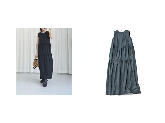 【12closet/トゥエルブクローゼット】一枚で着映える華やかさ 麻混シャンブレーのティアードワンピースで夏の装いを格上げ おすすめ人気トレンドファッション通販アイテム 人気、トレンドファッション・服の通販 founy(ファニー) ファッション Fashion レディースファッション Fashion for Women ワンピース Dresses シャンブレー Chambray, Denim-Like Fabric ティアードワンピース Tiered Dress, Flared Dress ノースリーブ Sleeveless, No-Sleeve 洗える Machine Washable |ID:crp329100000220001