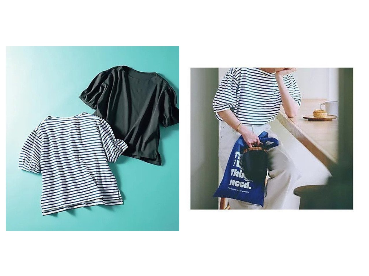 【12closet/トゥエルブクローゼット】上半身をすっきり魅せる 12closetの袖コンシャスカットソーで夏コーデに華やぎをプラス おすすめ人気トレンドファッション通販アイテム インテリア・キッズ・メンズ・レディースファッション・服の通販 founy(ファニー) 　ファッション　Fashion　レディースファッション　Fashion for Women　トップス・カットソー　Cut & Sew Tops　洗える　Machine Washable　コンシャス　Conscious, Bodycon　シンプル　Simple, Minimal　スリット　Slit, Slit Detail　バランス　Balance, Style Balance　フェイス　Face, Facial Design　ボックス　Boxy, Box Shape　ボーダー　Border, Stripe　無地　Plain, Solid Color　夏　Summer　エレガント 上品　Elegant　ホワイト系　White　ブルー系　Blue　|ID:crp329100000220004