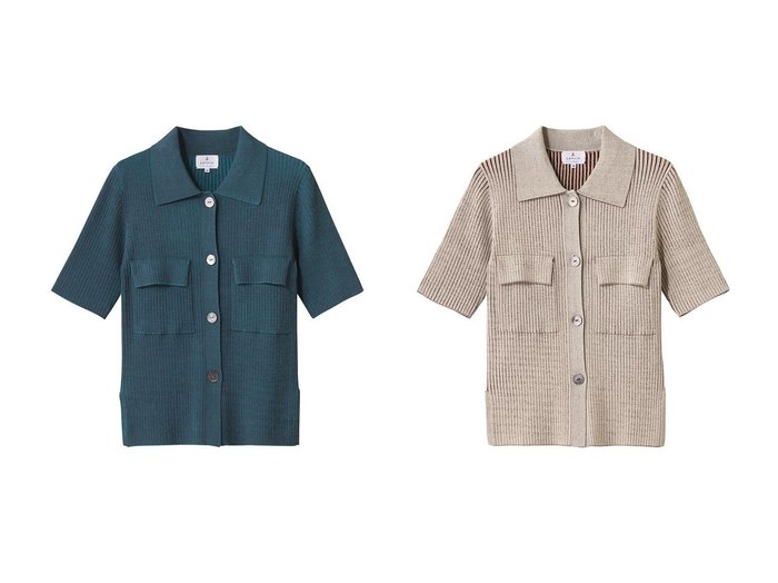 【LANVIN en Bleu/ランバン オン ブルー】抜け感と上品さが調和する、大人のためのポロニット おすすめ人気トレンドファッション通販アイテム 人気、トレンドファッション・服の通販 founy(ファニー) 　ファッション　Fashion　レディースファッション　Fashion for Women　トップス・カットソー　Cut & Sew Tops　ニット　Knit Tops & Sweaters　カジュアルプルオーバー・ニットトップス　Pullovers & Knit Tops / Casual Pullovers　スポーティ　Sporty, Casual Athletic　タイトスカート　Pencil Skirt, Tight Skirt　トレンド　Trend, Trending Now　ポケット　Pocket, Pocket Detail　マニッシュ　Mannish, Boyish　リブニット　Rib Knit, Ribbed Knit　ワイド　Wide, Wide Fit　新作・新入荷　New Arrivals / New In　|ID:crp329100000220040