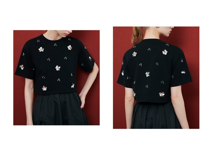 【allureville/アルアバイル】サクランボモチーフがきらめく華やかビジューTシャツ おすすめ人気トレンドファッション通販アイテム 人気、トレンドファッション・服の通販 founy(ファニー) ファッション Fashion レディースファッション Fashion for Women トップス・カットソー Cut & Sew Tops シャツ・ブラウス・オフィスカジュアル Elegant Blouses & Button-Ups ロングTシャツ・Tシャツ Longline T-Shirts & Tees カットソー・ベーシックTシャツ Cut-and-Sewn Tops / Stretch Tees & Basics ショート Short, Short Length スパンコール Sequins, Sequin Embellishment スリーブ Sleeve, Long Sleeve / Short Sleeve ドロップ Drop Shoulder, Dropped Style ビジュー Bijou, Jewel-like Accent 新作・新入荷 New Arrivals / New In |ID:crp329100000220094