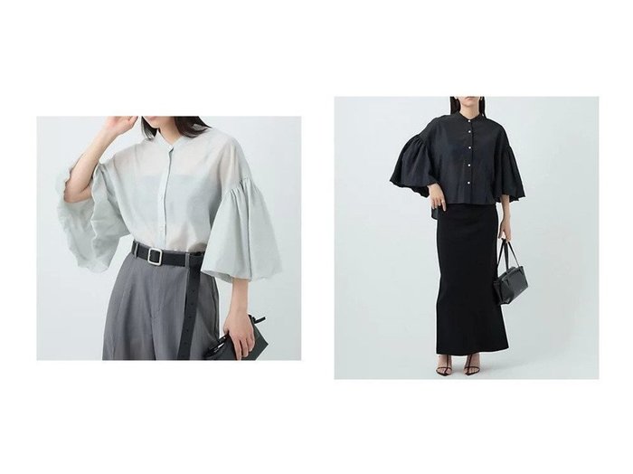 【Chaos/カオス】【2025 PRE FALL COLLECTION】ギャザースリーブが印象的、表情を変えて楽しめるモードブラウス おすすめ人気トレンドファッション通販アイテム 人気、トレンドファッション・服の通販 founy(ファニー) 　ファッション　Fashion　レディースファッション　Fashion for Women　トップス・カットソー　Cut & Sew Tops　シャツ・ブラウス・オフィスカジュアル　Elegant Blouses & Button-Ups　ギャザー　Gathered, Ruffled　シンプル　Simple, Minimal　|ID:crp329100000220127