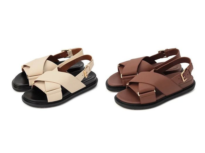 【MARNI/マルニ】【快適さとモード感を両立】幅広クロスベルトのスムースカーフサンダル おすすめ人気トレンドファッション通販アイテム 人気、トレンドファッション・服の通販 founy(ファニー) ファッション Fashion レディースファッション Fashion for Women 2025年 2025 2025-2026秋冬・A/W Autumn/Winter 2025–26 AW25–26 サンダル Sandals, Summer Shoes フラット Flat, Flat Shoes |ID:crp329100000220133