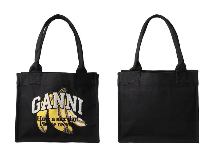【GANNI/ガニー】視線を奪う大胆バナナプリントの万能ショッパー おすすめ人気トレンドファッション通販アイテム 人気、トレンドファッション・服の通販 founy(ファニー) 　ファッション　Fashion　レディースファッション　Fashion for Women　バッグ　Bags　2025年　2025　2025-2026秋冬・A/W　Autumn/Winter 2025–26 AW25–26　シンプル　Simple, Minimal　プリント　Print, Printed Pattern　ビジネス 仕事 通勤　Business / Work / Commuting　A/W・秋冬　Autumn/Winter　雑誌　Magazine, Fashion Magazine　|ID:crp329100000220138