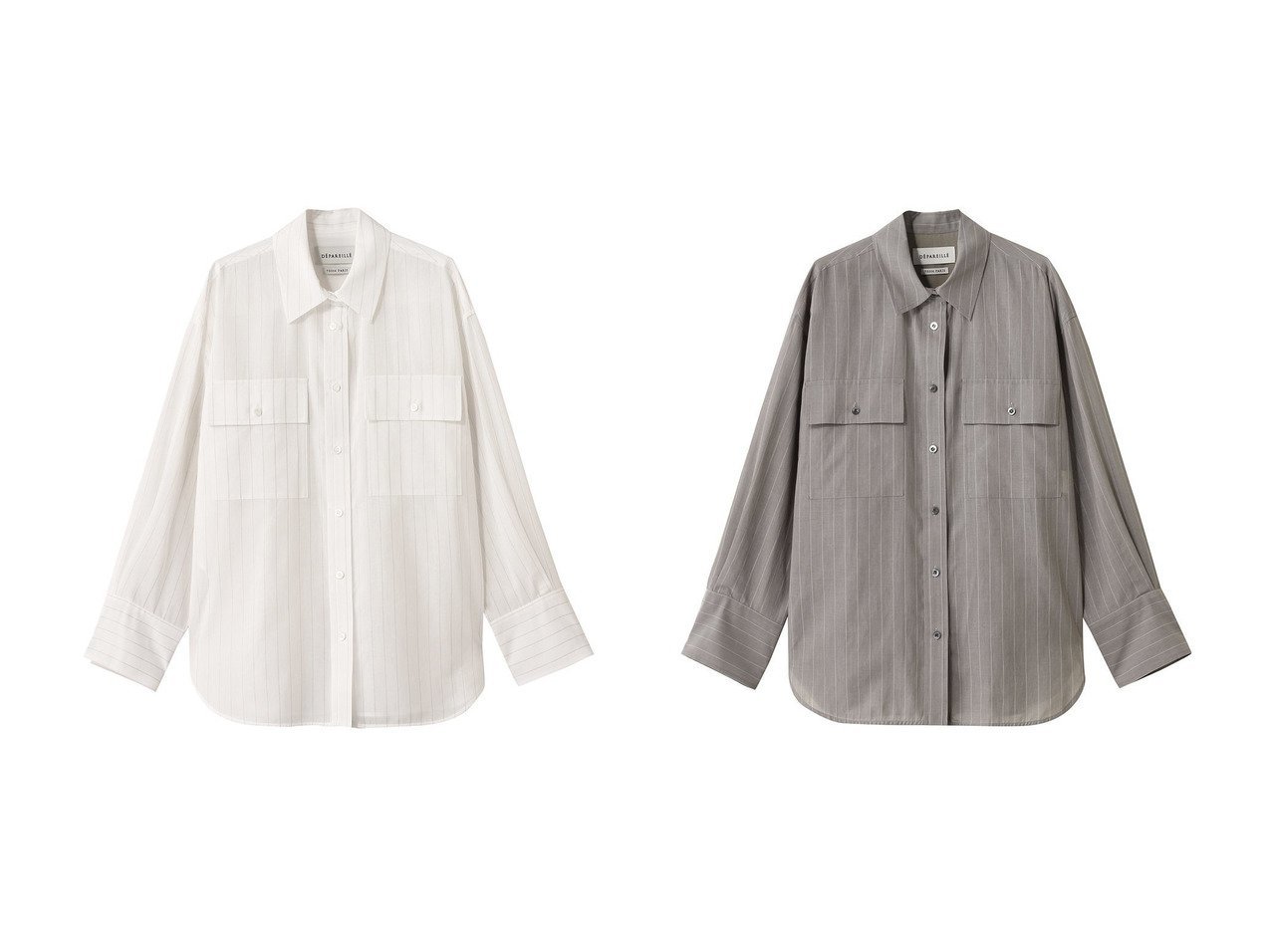 【DEPAREILLE/デパリエ】マニッシュ×上品 ストライプシャツで洗練スタイルに おすすめ人気トレンドファッション通販アイテム インテリア・キッズ・メンズ・レディースファッション・服の通販 founy(ファニー) 　ファッション　Fashion　レディースファッション　Fashion for Women　トップス・カットソー　Cut & Sew Tops　シャツ・ブラウス・オフィスカジュアル　Elegant Blouses & Button-Ups　2025年　2025　2025-2026秋冬・A/W　Autumn/Winter 2025–26 AW25–26　ストライプ　Stripe, Striped Pattern　スリーブ　Sleeve, Long Sleeve / Short Sleeve　ポケット　Pocket, Pocket Detail　マニッシュ　Mannish, Boyish　ロング　Long, Long-Length　エレガント 上品　Elegant　A/W・秋冬　Autumn/Winter　ホワイト系　White　グレー系　Gray　|ID:crp329100000220190