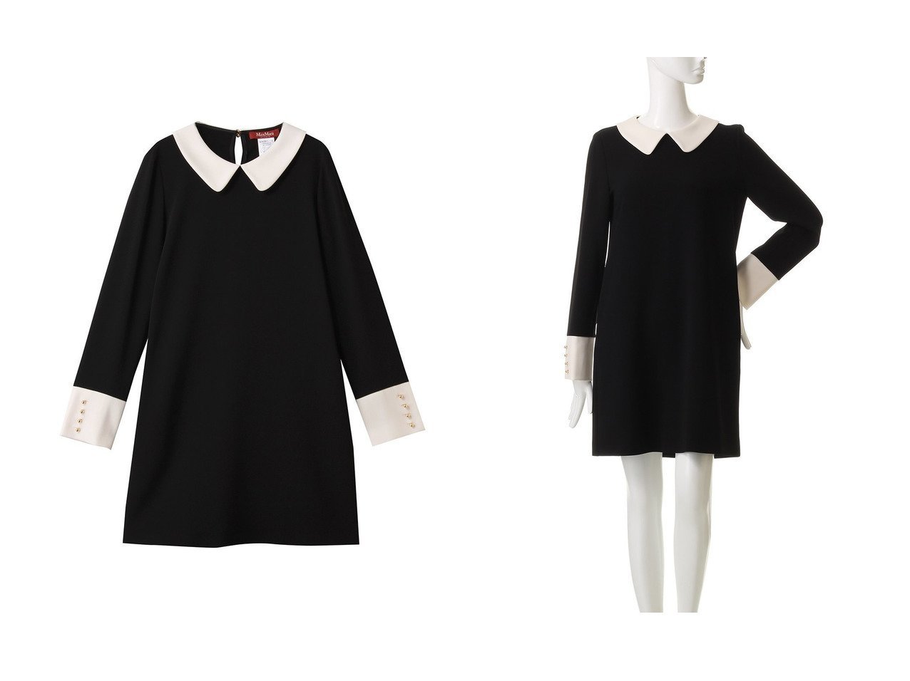 【Max Mara/マックスマーラ】の【Max Mara Studio】GOLFO バイカラードレス おすすめ人気トレンドファッション通販アイテム インテリア・キッズ・メンズ・レディースファッション・服の通販 founy(ファニー) 　ファッション　Fashion　レディースファッション　Fashion for Women　ワンピース　Dresses　フォーマル・パーティードレス・結婚式用ドレス　Elegant & Casual Dresses　チュニック　Tunic Tops & Dresses　2025年　2025　2025-2026秋冬・A/W　Autumn/Winter 2025–26 AW25–26　ストレート　Straight, Straight Cut　チュニック　Tunic, Long Top　ドレス　Dress, One-Piece　モダン　Modern, Contemporary　エレガント 上品　Elegant　A/W・秋冬　Autumn/Winter　ブラック系　Black　|ID:crp329100000220218