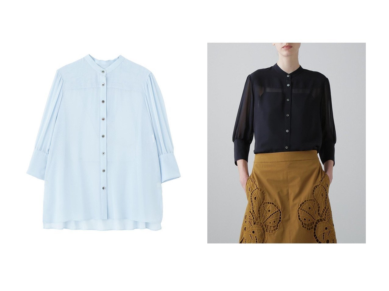 【ADORE/アドーア】のソフトシフォンジョーゼットブラウス おすすめ人気トレンドファッション通販アイテム インテリア・キッズ・メンズ・レディースファッション・服の通販 founy(ファニー) 　ファッション　Fashion　レディースファッション　Fashion for Women　トップス・カットソー　Cut & Sew Tops　シャツ・ブラウス・オフィスカジュアル　Elegant Blouses & Button-Ups　インナー　Innerwear　ギャザー　Gathered, Ruffled　シフォン　Chiffon, Lightweight Fabric　ショート　Short, Short Length　シンプル　Simple, Minimal　スリーブ　Sleeve, Long Sleeve / Short Sleeve　ドレープ　Drape, Draping Fabric　新作・新入荷　New Arrivals / New In　ホワイト系　White　ブルー系　Blue　|ID:crp329100000220240