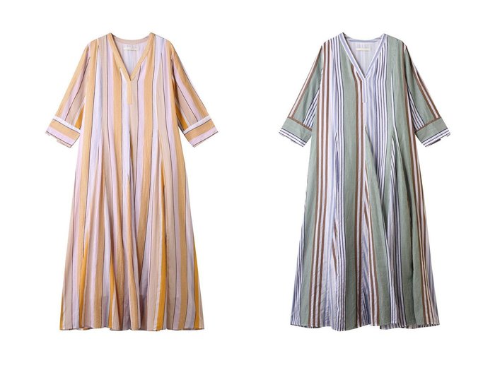 【NE QUITTEZ PAS/ヌキテパ】のCOTTON VOILE STRIPE パネル ドレス おすすめ人気トレンドファッション通販アイテム 人気、トレンドファッション・服の通販 founy(ファニー) 　ファッション　Fashion　レディースファッション　Fashion for Women　ワンピース　Dresses　フォーマル・パーティードレス・結婚式用ドレス　Elegant & Casual Dresses　チュニック　Tunic Tops & Dresses　2025年　2025　2025-2026秋冬・A/W　Autumn/Winter 2025–26 AW25–26　エアリー　Airy Texture　ストライプ　Stripe, Striped Pattern　チュニック　Tunic, Long Top　ドレス　Dress, One-Piece　リゾート　Resort, Vacation Style　ロング　Long, Long-Length　A/W・秋冬　Autumn/Winter　|ID:crp329100000220328