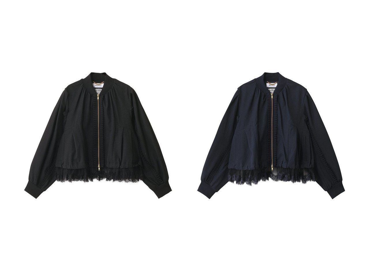 【MUVEIL/ミュベール】のピンキングフリルブルゾン おすすめ人気トレンドファッション通販アイテム インテリア・キッズ・メンズ・レディースファッション・服の通販 founy(ファニー) 　ファッション　Fashion　レディースファッション　Fashion for Women　アウター　Coat / Outerwear Collection　レディースジャケット・軽アウター　Jackets　ブルゾンジャケット・スポーティアウター　Blouson Jackets　2025年　2025　2025-2026秋冬・A/W　Autumn/Winter 2025–26 AW25–26　おすすめ　Recommended / Our Picks　エレガント 上品　Elegant　サテン　Satin, Glossy Fabric　ジャケット　Jacket, Outerwear　ストレッチ　Stretch, Stretchy Fabric　スポーティ　Sporty, Casual Athletic　チュール　Tulip, Tulip Motif　フェミニン　Feminine, Girly　フォルム　Silhouette, Form　ブラウジング　Blouson Silhouette, Cinched Waist　ブルゾン　Blouson, Bomber Jacket　リネン　Linen, Linen Fabric　レース　Lace, Lace Fabric　A/W・秋冬　Autumn/Winter　ブラック系　Black　ブルー系　Blue　|ID:crp329100000220330