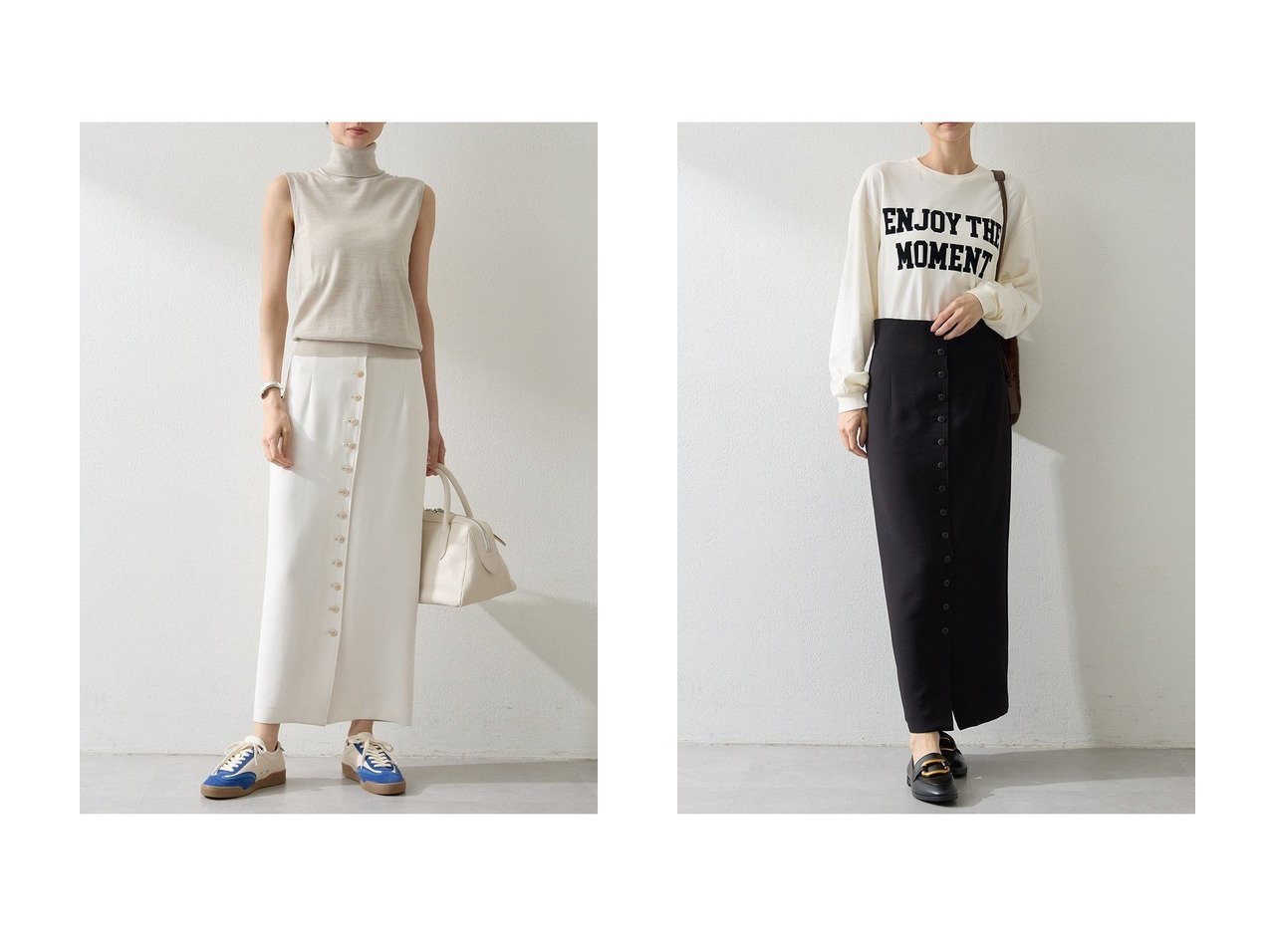 【Whim Gazette/ウィムガゼット】のWクロスボタンSK おすすめ人気トレンドファッション通販アイテム インテリア・キッズ・メンズ・レディースファッション・服の通販 founy(ファニー) 　ファッション　Fashion　レディースファッション　Fashion for Women　スカート　Skirts　ロングスカート　Long Skirts / Maxi & Midi Skirts　2025年　2025　2025-2026秋冬・A/W　Autumn/Winter 2025–26 AW25–26　カットソー　Cut and Sewn Top　シンプル　Simple, Minimal　ストレッチ　Stretch, Stretchy Fabric　フロント　Front, Front Design　ベーシック　Basic, Essential　ロング　Long, Long-Length　ヴィンテージ　Vintage Style　吸水　Absorbent, Quick-Dry　A/W・秋冬　Autumn/Winter　ホワイト系　White　ブラック系　Black　|ID:crp329100000220375