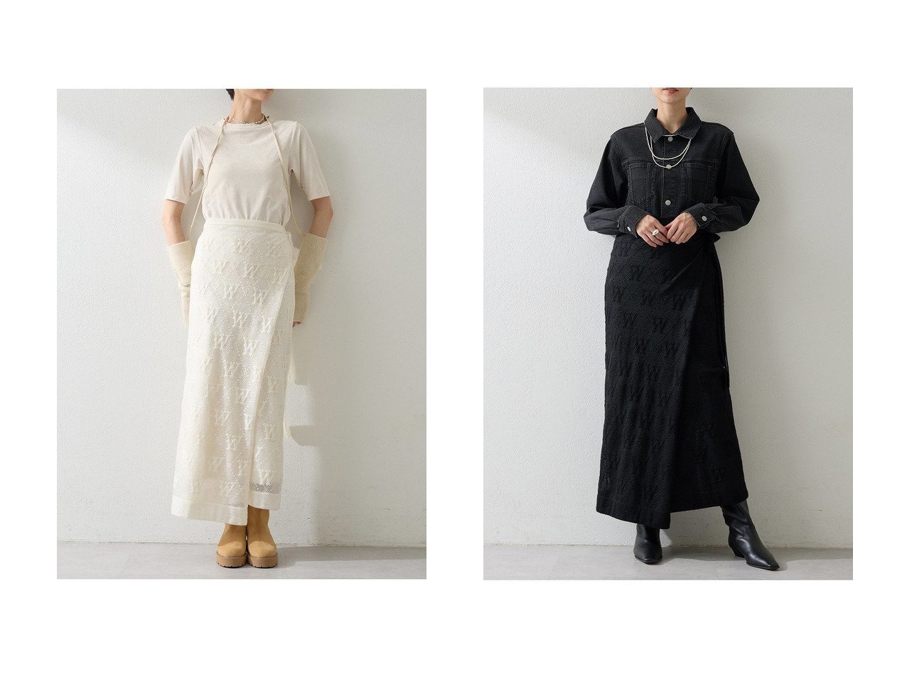 【Whim Gazette/ウィムガゼット】のジャガードラップスカート おすすめ人気トレンドファッション通販アイテム インテリア・キッズ・メンズ・レディースファッション・服の通販 founy(ファニー) 　ファッション　Fashion　レディースファッション　Fashion for Women　スカート　Skirts　ロングスカート　Long Skirts / Maxi & Midi Skirts　2025年　2025　2025-2026秋冬・A/W　Autumn/Winter 2025–26 AW25–26　なめらか　Smooth, Silky Texture　クラシカル　Classical, Vintage-Inspired　ジャカード／ジャガード　Jacquard, Woven Pattern　ペチコート　Petticoat, Underskirt　ボトム　Bottoms, Lower Wear　ラップ　Wrap, Wrap Design　ロング　Long, Long-Length　エレガント 上品　Elegant　A/W・秋冬　Autumn/Winter　ホワイト系　White　ブラック系　Black　|ID:crp329100000220376
