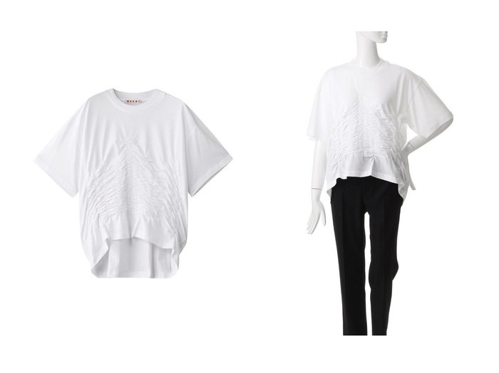 【MARNI/マルニ】のオーガニックコットンシャーリングTシャツ おすすめ人気トレンドファッション通販アイテム 人気、トレンドファッション・服の通販 founy(ファニー) ファッション Fashion レディースファッション Fashion for Women トップス・カットソー Cut & Sew Tops シャツ・ブラウス・オフィスカジュアル Elegant Blouses & Button-Ups ロングTシャツ・Tシャツ Longline T-Shirts & Tees カットソー・ベーシックTシャツ Cut-and-Sewn Tops / Stretch Tees & Basics 2025年 2025 2025-2026秋冬・A/W Autumn/Winter 2025–26 AW25–26 シャーリング Shirring, Ruched ショート Short, Short Length スリーブ Sleeve, Long Sleeve / Short Sleeve フロント Front, Front Design ワイド Wide, Wide Fit 定番 Standard, Basic Item 無地 Plain, Solid Color A/W・秋冬 Autumn/Winter |ID:crp329100000220406